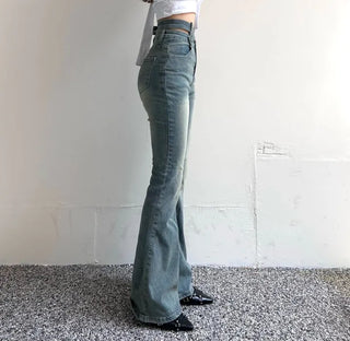 x Belt Washed Bootcut Pants Denim Unique Y2K