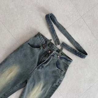 x Belt Washed Bootcut Pants Denim Unique Y2K