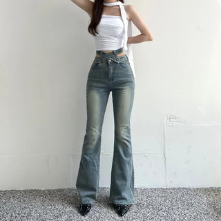 x Belt Washed Bootcut Pants Denim Unique Y2K