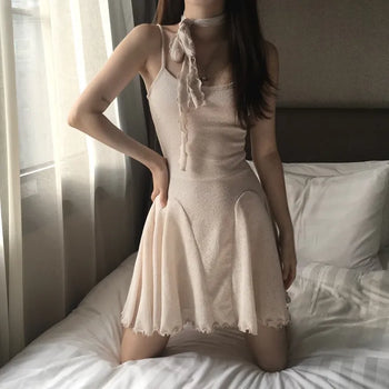 Fairy Scarf Set Flare Mini Sleeveless Dress Party