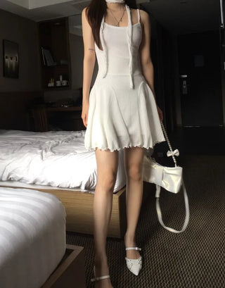 Fairy Scarf Set Flare Mini Sleeveless Dress Party