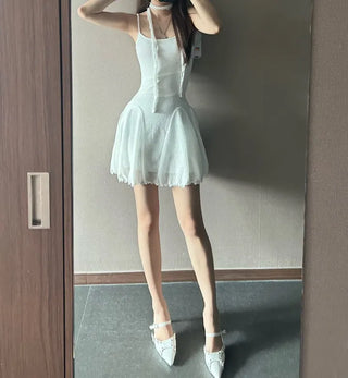 Fairy Scarf Set Flare Mini Sleeveless Dress Party