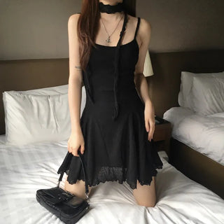 Fairy Scarf Set Flare Mini Sleeveless Dress Party