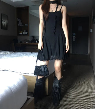 Fairy Scarf Set Flare Mini Sleeveless Dress Party