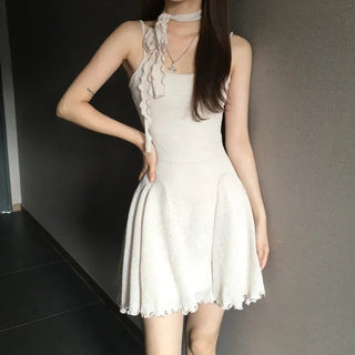 Fairy Scarf Set Flare Mini Sleeveless Dress Party