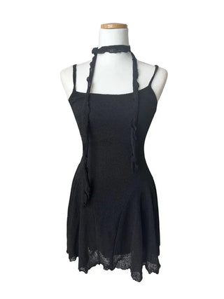 Fairy Scarf Set Flare Mini Sleeveless Dress Party