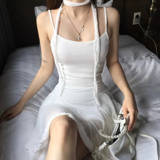 Fairy Scarf Set Flare Mini Sleeveless Dress Party