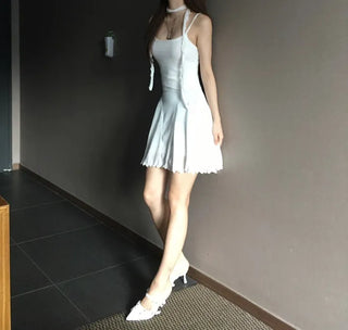Fairy Scarf Set Flare Mini Sleeveless Dress Party