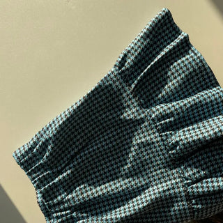 Houndstooth Crop Jacket & Frill Mini Skirt Two-Piece