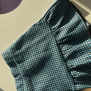 Houndstooth Crop Jacket & Frill Mini Skirt Two-Piece