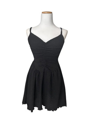 Angel Shirring Flare V-neck Mini Dress Asymmetrical Party
