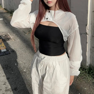 Gorpcore Crop Windbreaker Sleeveless Set Look Transitional Unique