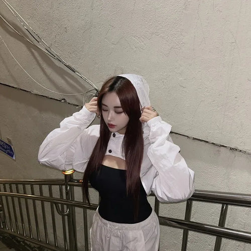 Gorpcore Crop Windbreaker Sleeveless Set Look Transitional Unique