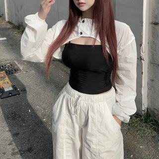 Gorpcore Crop Windbreaker Sleeveless Set Look Transitional Unique