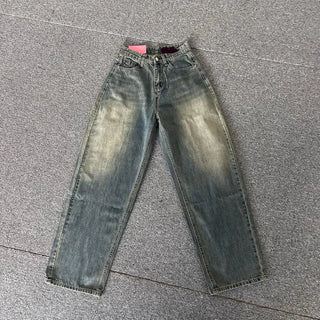 Vintage Brush Washing Wide Denim Pants Washed Jeans