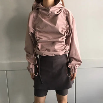 Gorp Core Snap String Shirring Hoodie Oversized Windbreaker