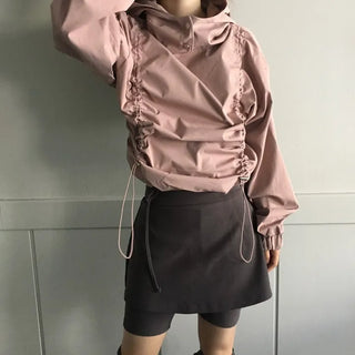 Gorp Core Snap String Shirring Hoodie Oversized Windbreaker