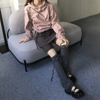 Gorp Core Snap String Shirring Hoodie Oversized Windbreaker