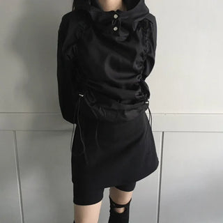 Gorp Core Snap String Shirring Hoodie Oversized Windbreaker