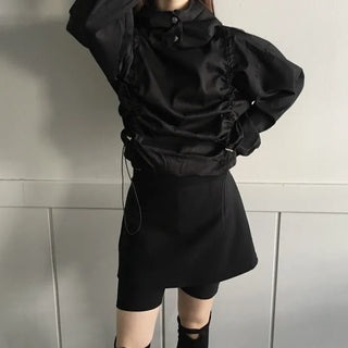 Gorp Core Snap String Shirring Hoodie Oversized Windbreaker