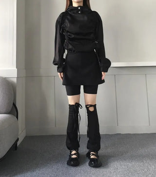 Gorp Core Snap String Shirring Hoodie Oversized Windbreaker