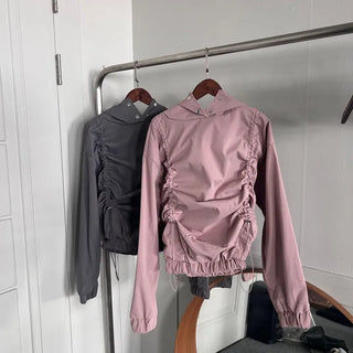 Gorp Core Snap String Shirring Hoodie Oversized Windbreaker