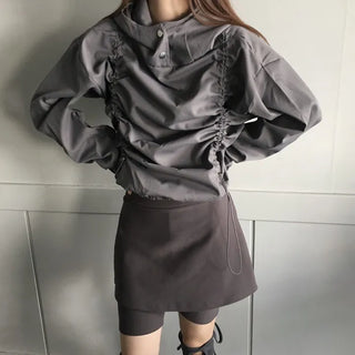 Gorp Core Snap String Shirring Hoodie Oversized Windbreaker