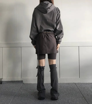 Gorp Core Snap String Shirring Hoodie Oversized Windbreaker
