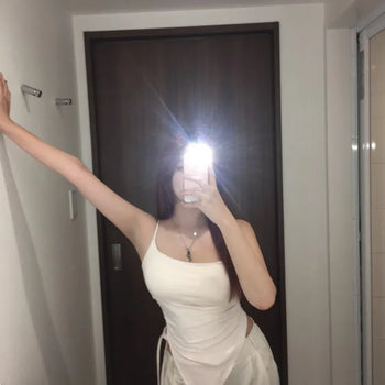 Shirring Ribbon V-Cut Sleeveless Bra Top Sexy Glam