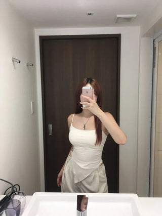 Shirring Ribbon V-Cut Sleeveless Bra Top Sexy Glam