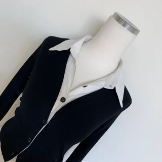 Preppy cropped shirt cardigan Crop Long-sleeve look School