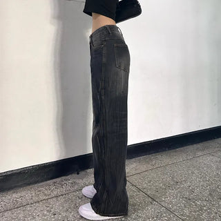Pleated Vintage Washing Dark Blue Denim Pants Washed