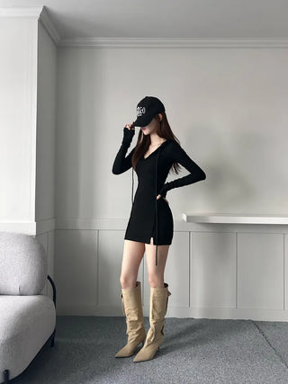 8cm Pocket Stiletto Cargo Long Boots Work Pointed-Toe