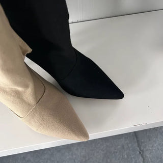 8cm Pocket Stiletto Cargo Long Boots Work Pointed-Toe