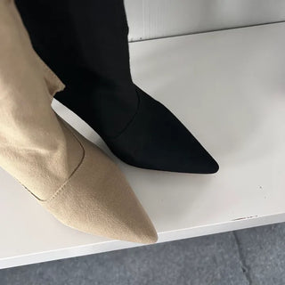 8cm Pocket Stiletto Cargo Long Boots Work Pointed-Toe