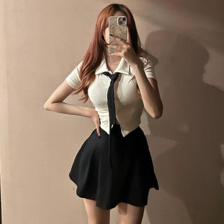 High Teen Halloween School Look Ribbon Short Sleeve