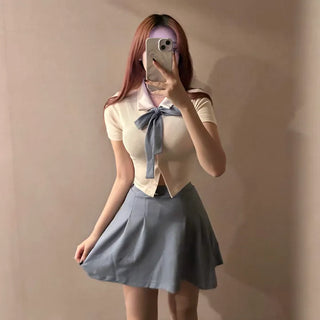 High Teen Halloween School Look Ribbon Short Sleeve