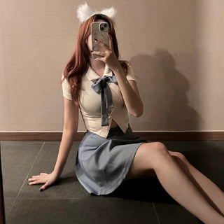 High Teen Halloween School Look Ribbon Short Sleeve