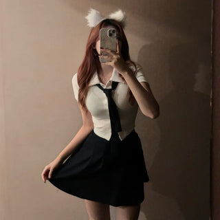 High Teen Halloween School Look Ribbon Short Sleeve