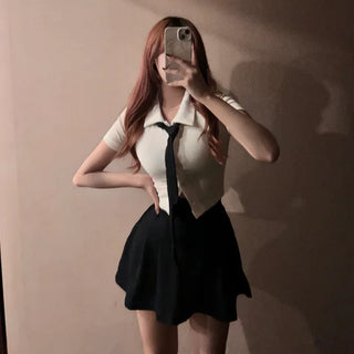 High Teen Halloween School Look Ribbon Short Sleeve