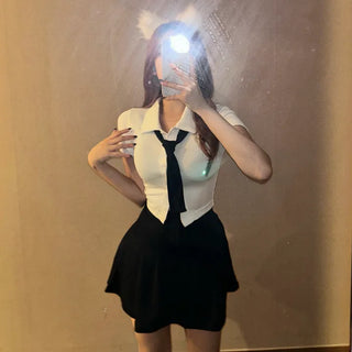 High Teen Halloween School Look Ribbon Short Sleeve