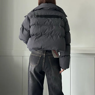 Oblique Line Overfit Padding Diagonal Collar Oversized Short