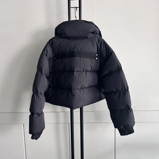 Oblique Line Overfit Padding Diagonal Collar Oversized Short