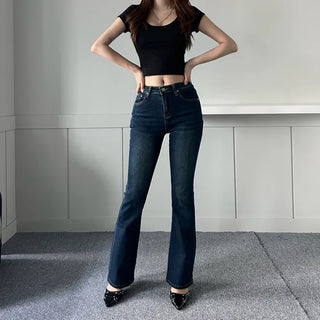 Slim Washing Denim Bootcut Pants Trousers Jeans Washed