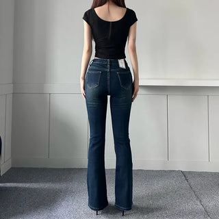 Slim Washing Denim Bootcut Pants Trousers Jeans Washed