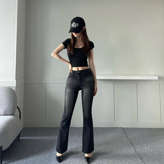 Slim Washing Denim Bootcut Pants Trousers Jeans Washed