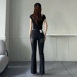 Slim Washing Denim Bootcut Pants Trousers Jeans Washed
