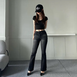 Slim Washing Denim Bootcut Pants Trousers Jeans Washed