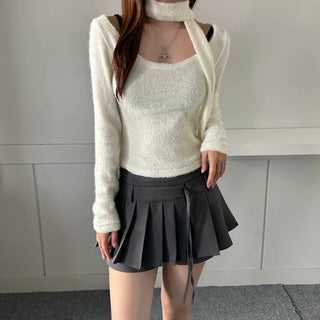 Pleated Ribbon Skirt Pants Ellie Preppy Look School