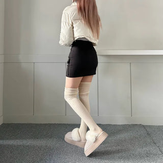 Buckle Leather Cropped Padded Crop Short Jacket Ivory